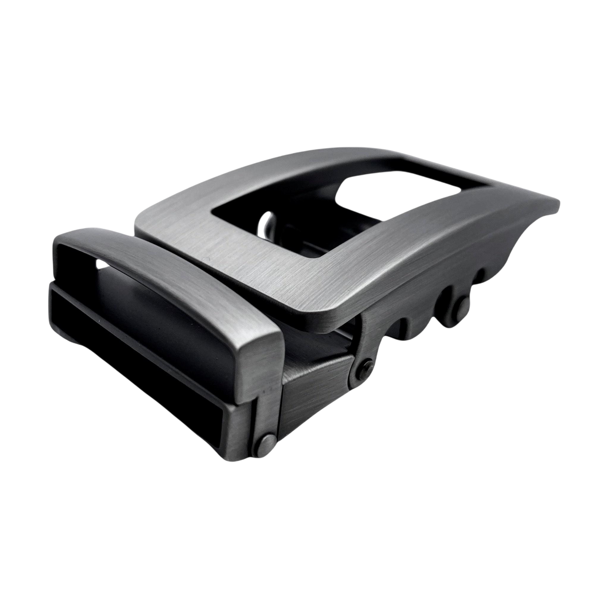 Washed metallic ratchet buckle 1.38 inch angled profile photo | Hedonist Chicago