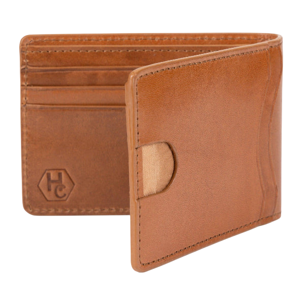 Men's Slim Brown Leather Wallet with ID Slot from Hedonist Chicago