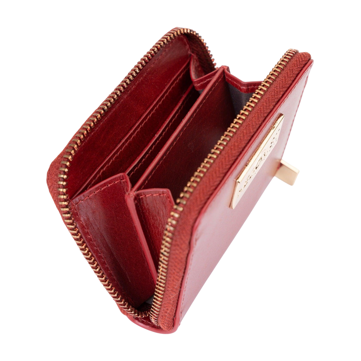 Small Zip Around Red Leather Wallet for Women from Hedonist Chicago | Card Slots