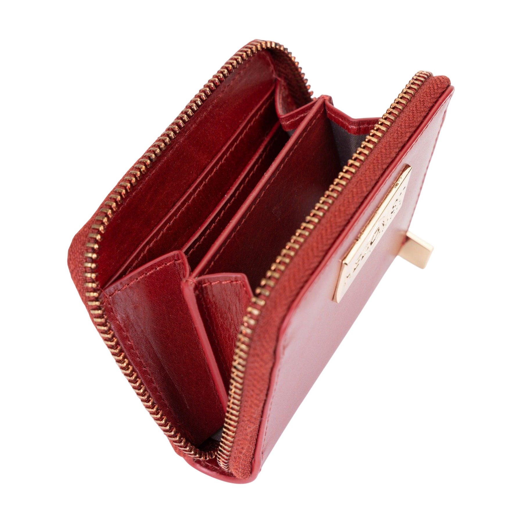 Small Zip Around Red Leather Wallet for Women from Hedonist Chicago | Card Slots