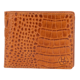 Bifold Brown Men's Wallet in Croc-Embossed Leather