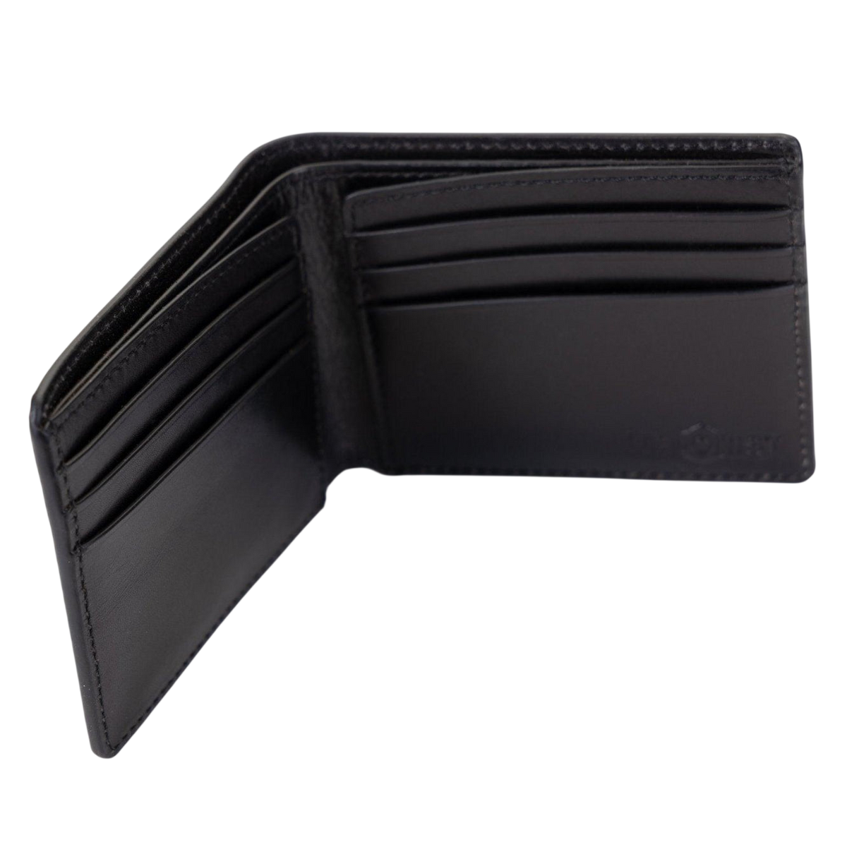 Mens black leather wallet - compact and stylish bifold design