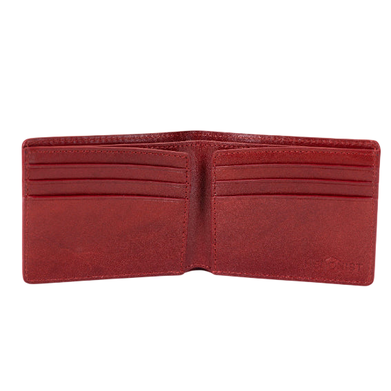Bifold Red Premium Leather Wallet for Men - receipts slots