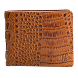 Bifold Brown Croc-Embossed Leather Wallet for Men - Venezia