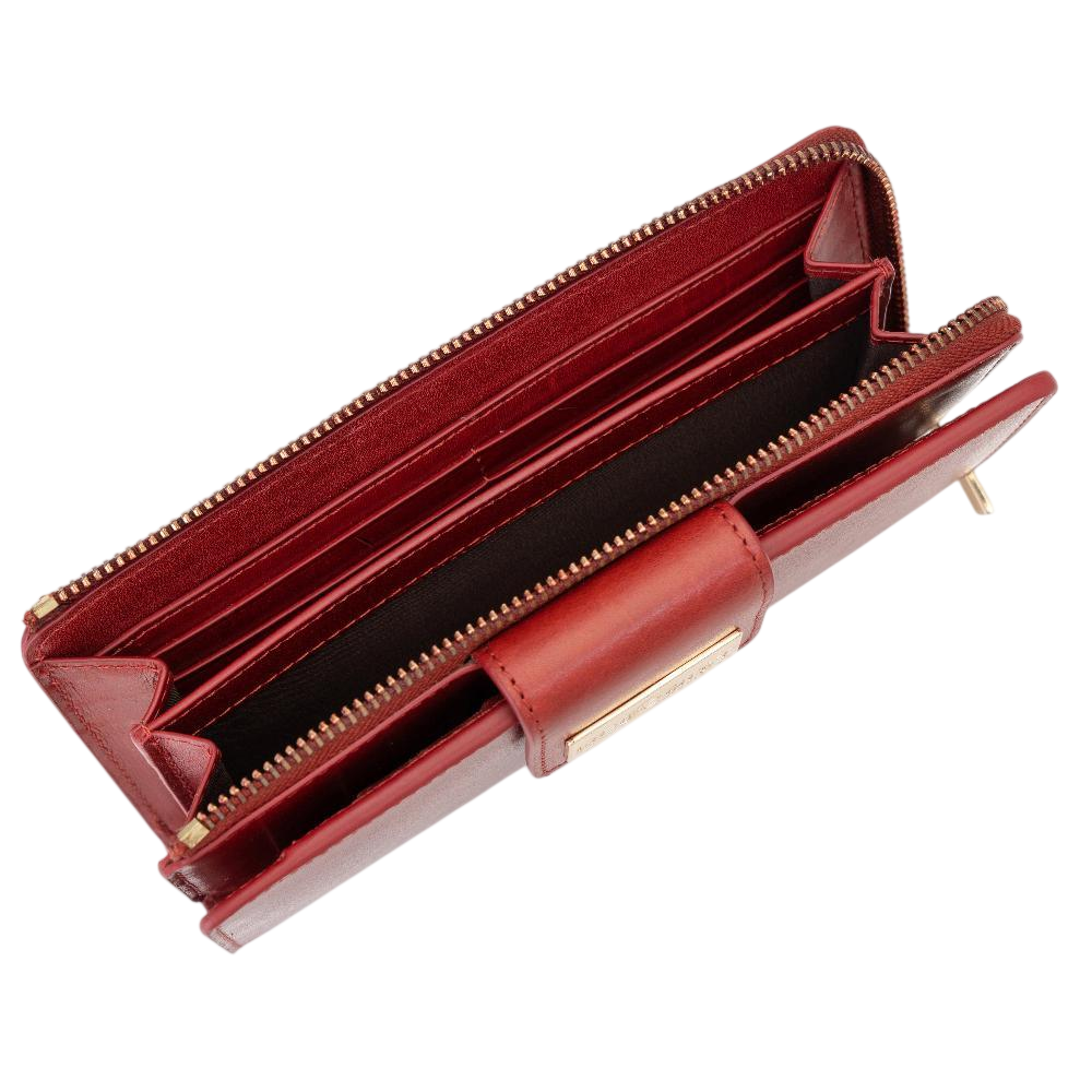 Long Red Leather Wallet for Women | Hedonist Chicago | zipper
