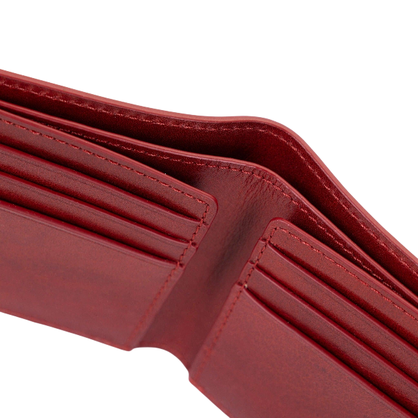 Bifold Red Premium Leather Wallet for Men -holds 6-12 cards
