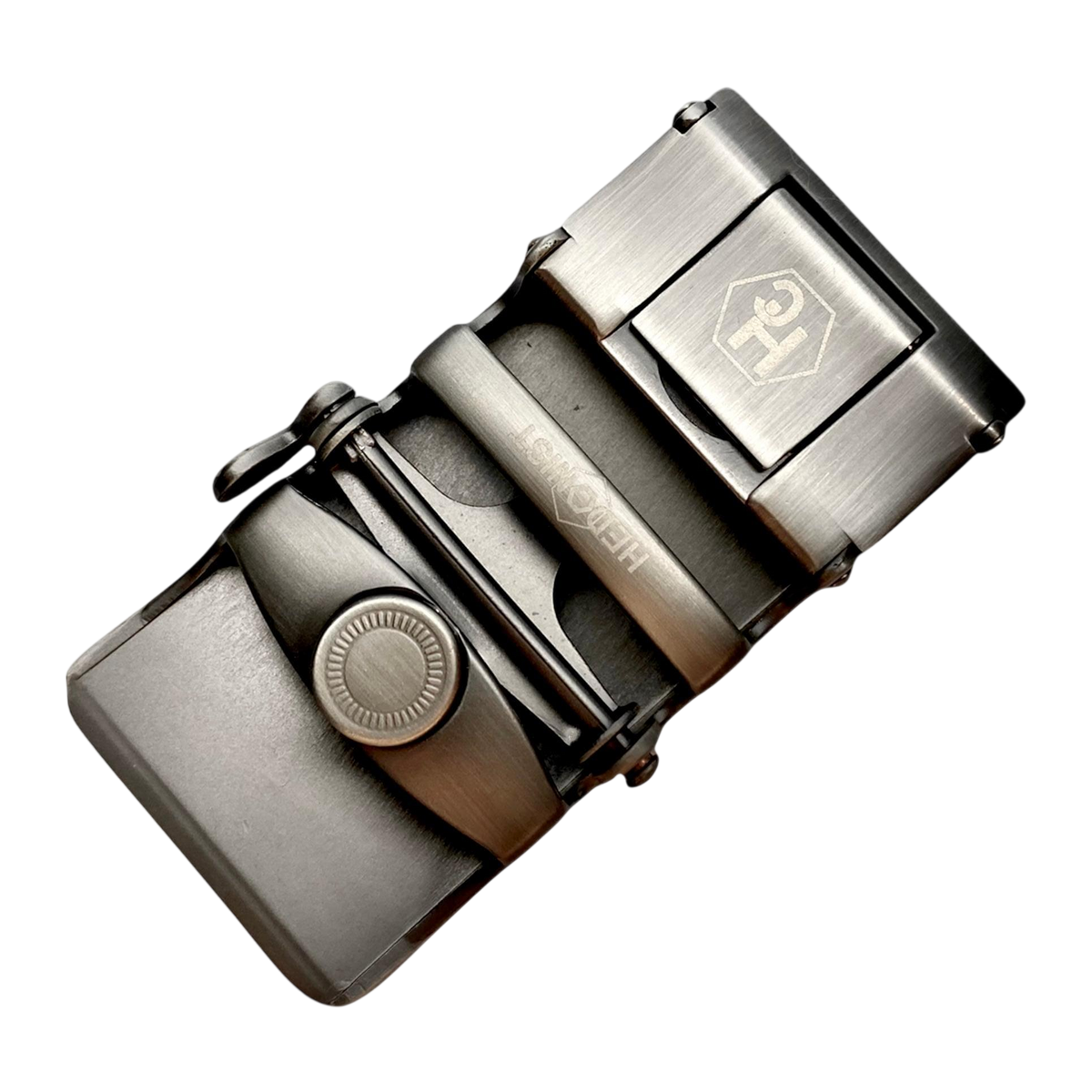 Jeans washed metallic ratchet buckle 1.38 inch back mechanism | Hedonist Chicago