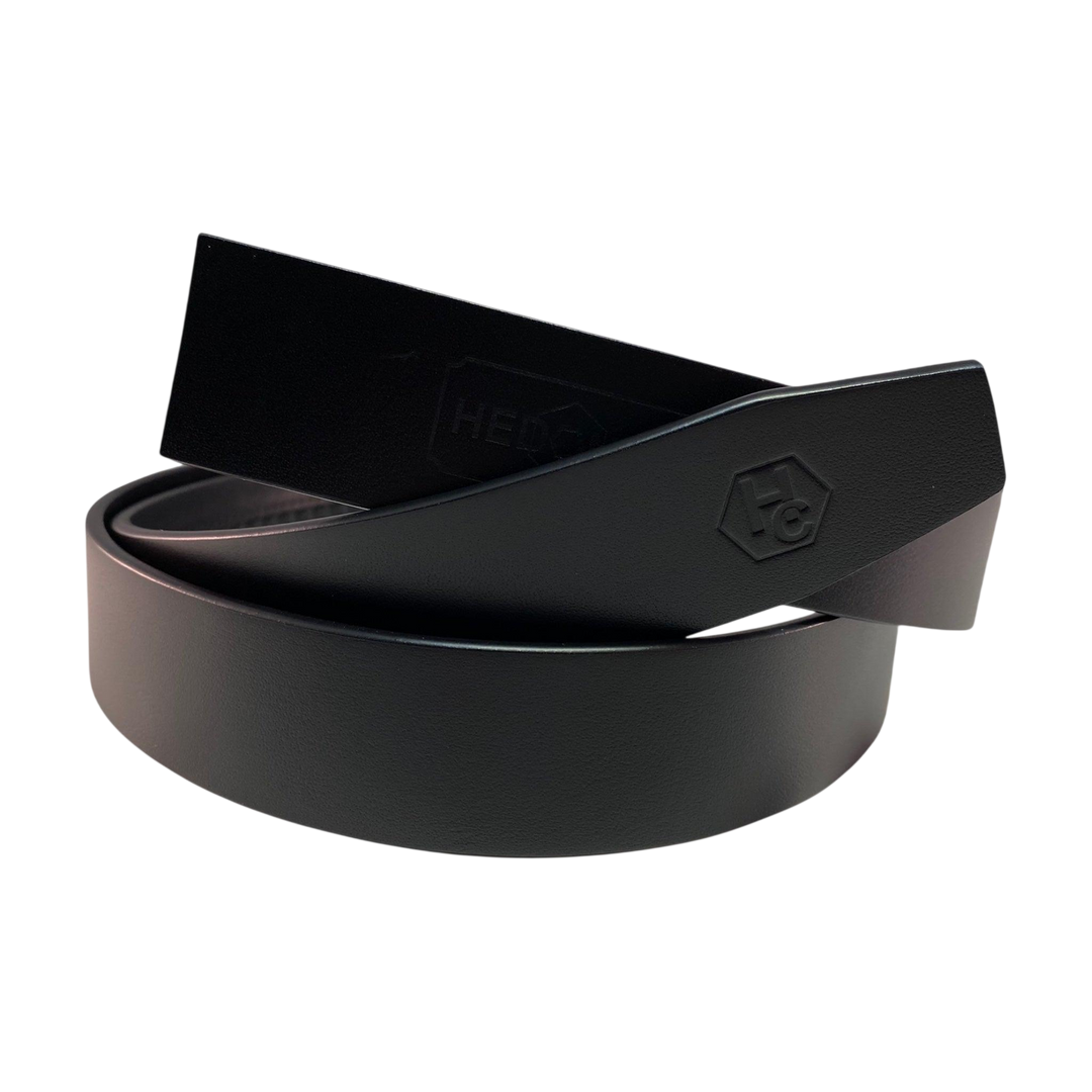 Black smooth leather belt strap 1.38 inch - Hedonist Chicago