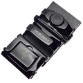 Plate saffiano ratchet buckle 1.38 inch textured pattern closeup | Hedonist Chicago