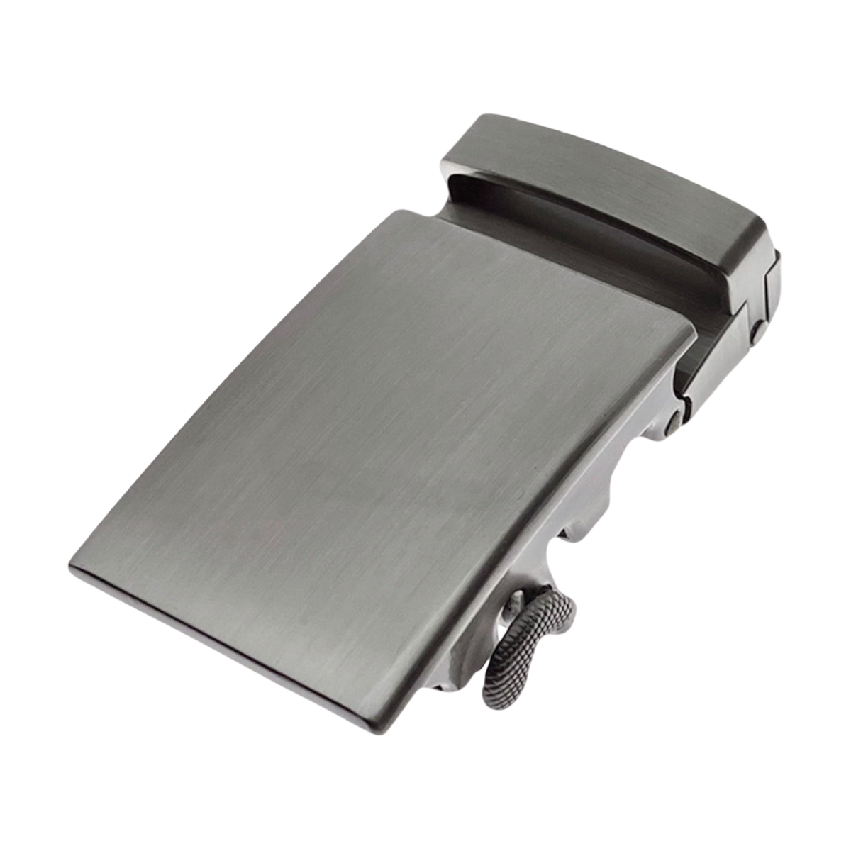 Plate metallic ratchet belt buckle 1.38 inch polished front view | Hedonist Chicago