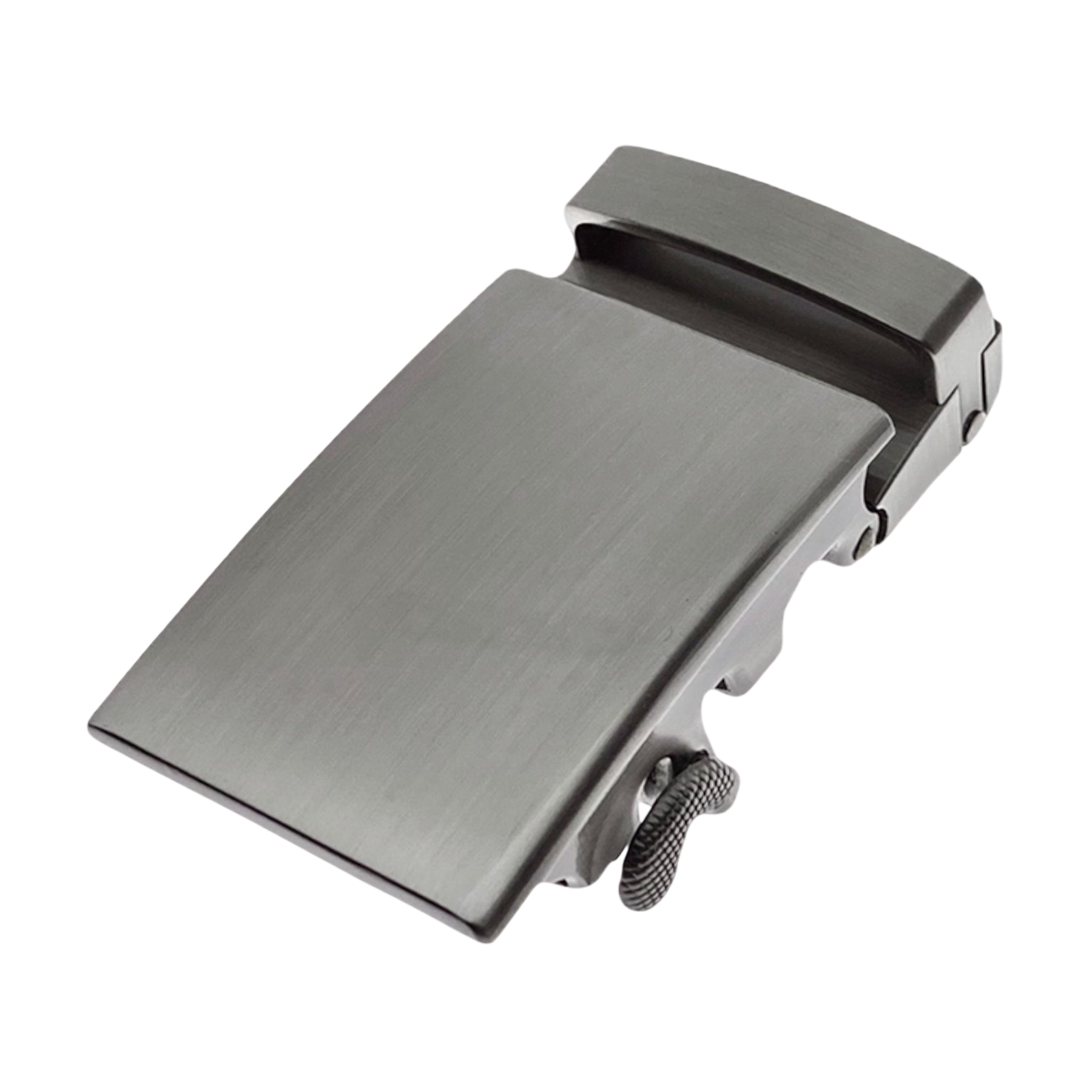 Plate metallic ratchet belt buckle 1.38 inch polished front view | Hedonist Chicago