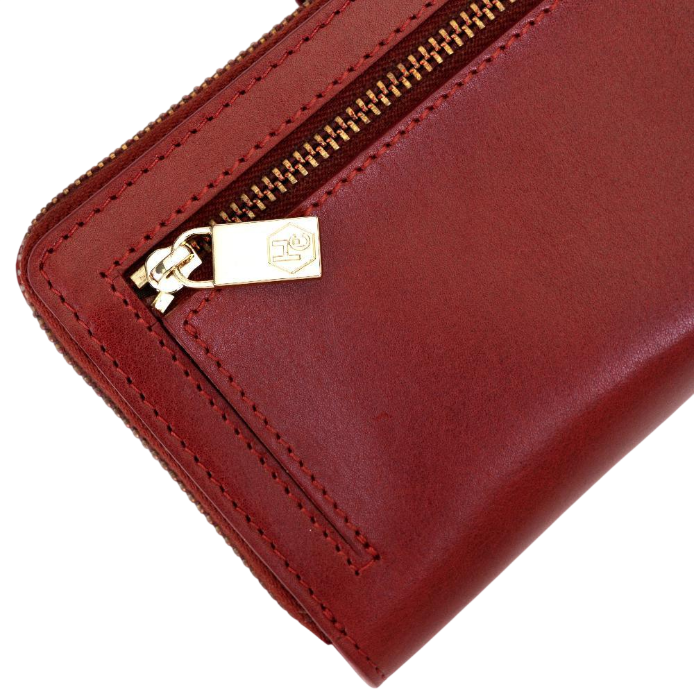 Long Red Leather Wallet for Women | Hedonist Chicago | back view