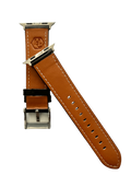 Side view of Black padded leather Apple Watch band with stainless steel lugs | Hedonist Chicago