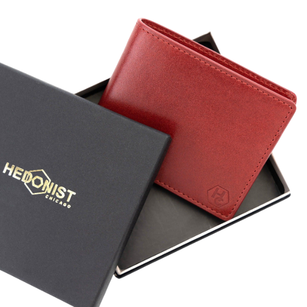 Bifold Red Premium Leather Wallet for Men - best gift for him