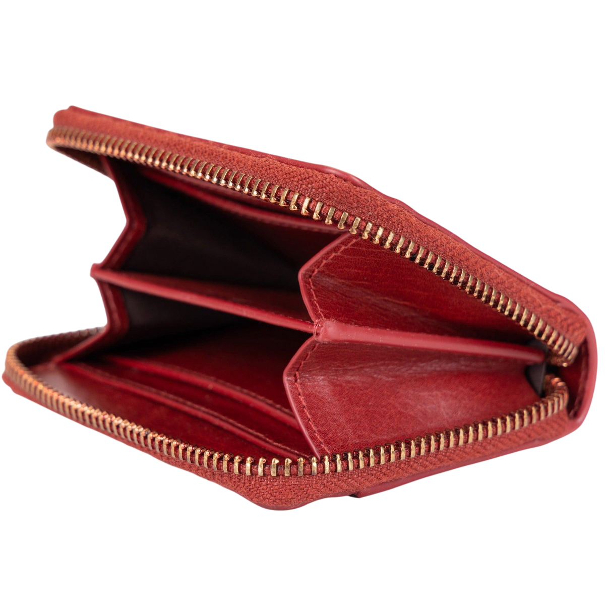 Small Zip Around Red Leather Wallet for Women from Hedonist Chicago | Zipper