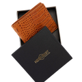 Bifold Brown Croc-Embossed Leather Wallet for Men - Venezia - ideal gift for man under $100