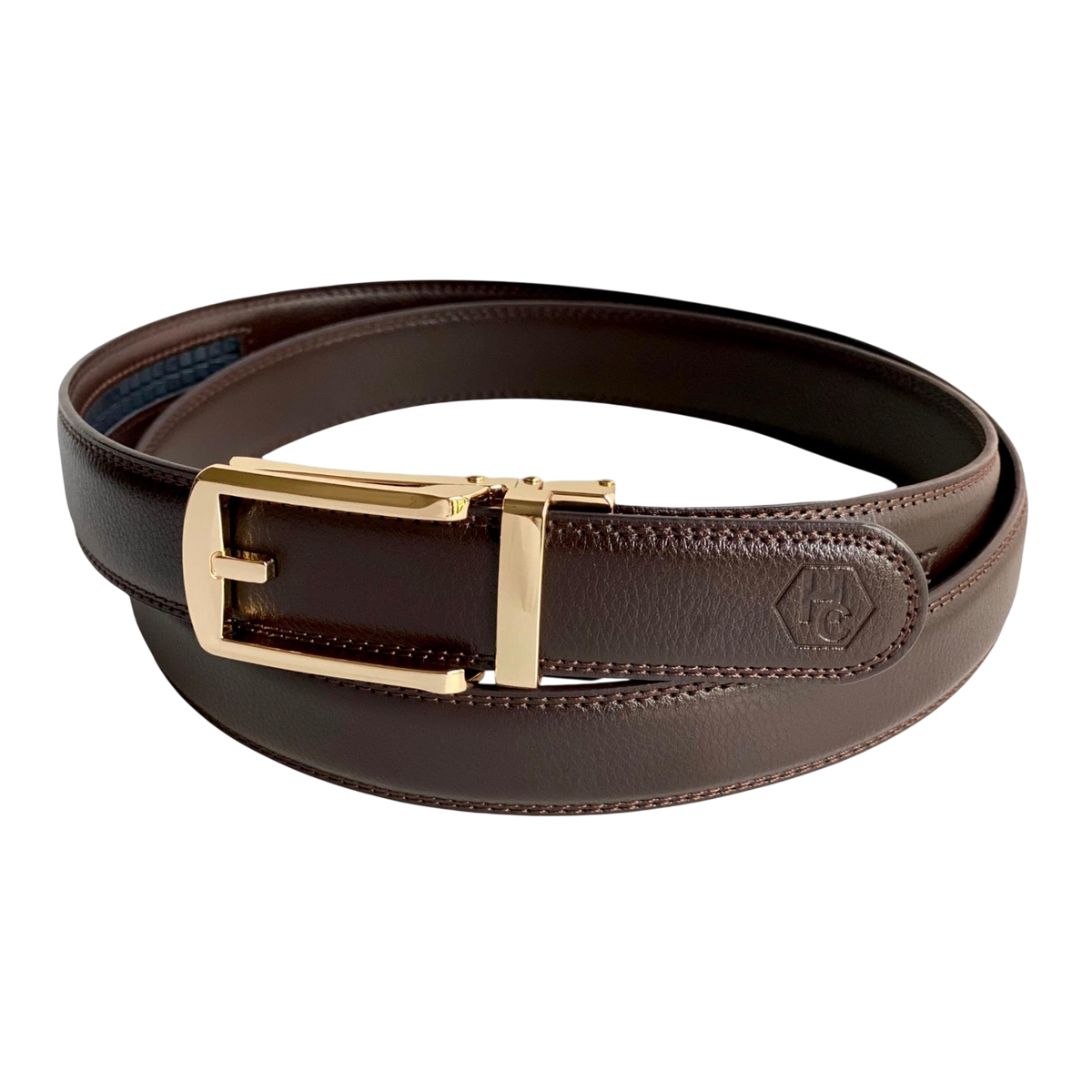 Gold Hollow belt buckle 1.15" , buckle detail, for ratchet leather belts by Hedonist Chicago
