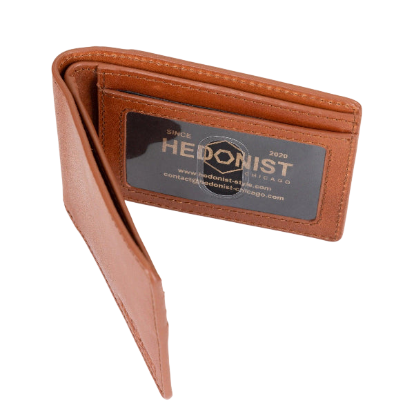 Men's Billfold Brown Leather Slim Wallet by Hedonist Chicago - ID wallet