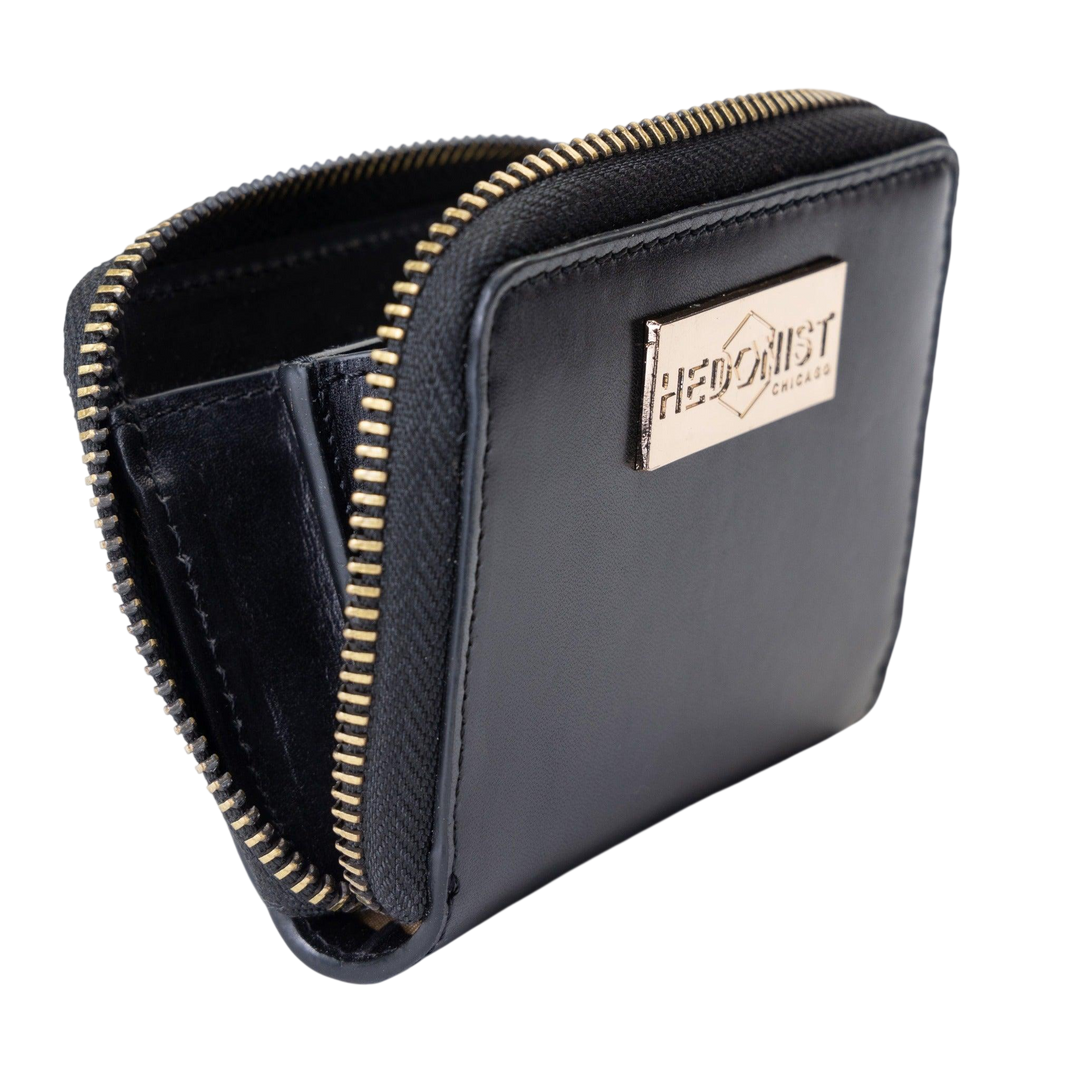 Zip Around Small Black Leather Wallet for Women from Hedonist Chicago - cute wallet for girl