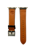 Black padded leather Apple Watch band  detail view of texture and buckle | Hedonist Chicago