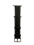 Black padded leather Apple Watch strap showing connector and stitching | Hedonist Chicago