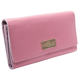 Pink Wallet for Women in Two-Tone Pebbled Leather front view