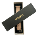 Pink beige padded leather Apple Watch band, presented in gift box