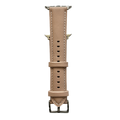 Pink beige padded leather Apple Watch band, connector and stitching detail