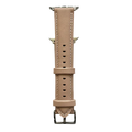 Pink beige padded leather Apple Watch band, connector and stitching detail