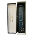 Pink blue leather watch band with quick release bars, texture close-up