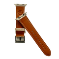 Pink gray padded leather Apple Watch band, compatible with all Apple Watch models