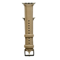 Pink gray padded leather Apple Watch band, connector and stitching detail