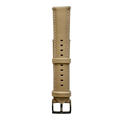 Pink grey leather watch band with quick release bars, quick release buckle detail