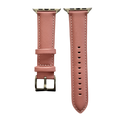 Pink padded leather Apple Watch band, two-piece strap with buckle and holes
