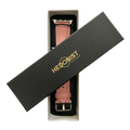 Pink padded leather Apple Watch band, presented in gift box