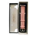 Pink padded leather Apple Watch band, packaging close-up
