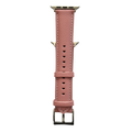Pink padded leather Apple Watch band, connector and stitching detail