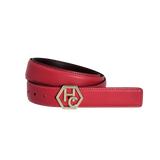 Women's reversible design leather belt - pink-red - Hedonist Chicago - premium women's leather accessory (1.3", reversible with black)