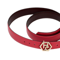 Edge stitching detail on women's reversible design leather belt - pink-red - Hedonist Chicago (1.3", reversible with black)