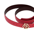 Edge finish detail on women's reversible design leather belt - pink-red - Hedonist Chicago (1.3", reversible with black)
