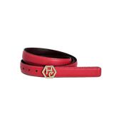 Women's reversible design leather belt - pink-red - Hedonist Chicago - premium women's leather accessory (1", reversible with black)
