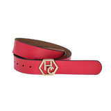 Women's seamless edge leather belt - pink-red - Hedonist Chicago - premium women's leather accessory (1.3")