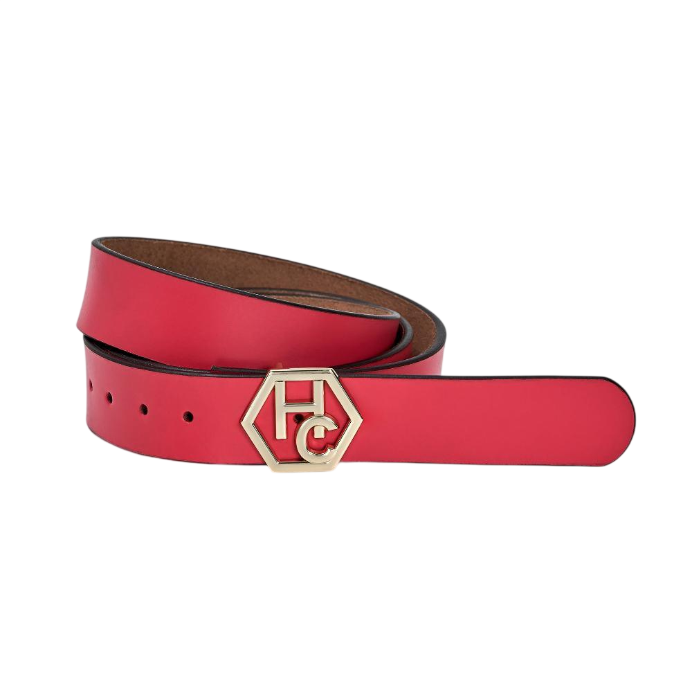 Women's seamless edge leather belt - pink-red - Hedonist Chicago - premium women's leather accessory (1.3")