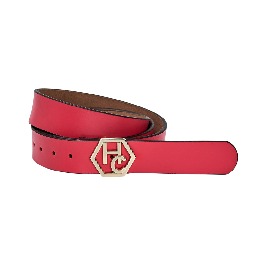Women's seamless edge leather belt - pink-red - Hedonist Chicago - premium women's leather accessory (1")