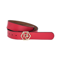 Women's Pink-Red Leather Belt 1"