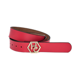 Women's seamless edge leather belt - pink-red - Hedonist Chicago - premium women's leather accessory (1")