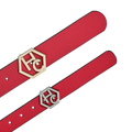 Edge finish detail on women's seamless edge leather belt - pink-red - Hedonist Chicago (1")