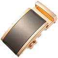 Plate black and gold ratchet belt buckle, 1.38 inch, front view