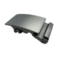 Plate curved steel ratchet belt buckle, 1.38 inch, angled profile view