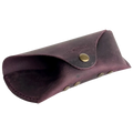 Soft Leather Eye Glasses Case in Plum, open, showing the interior